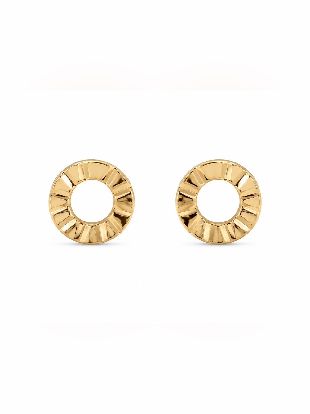 Textured Open Circle Gold Stud Earrings